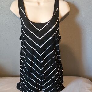 Black and White Striped Women's Tank Top